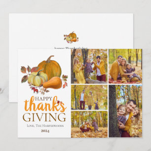 Watercolor Harvest autumn happy thanksgiving  Holiday Card