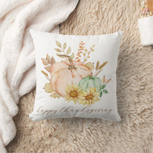 Watercolor Harvest Customizable Thanksgiving  Throw Pillow