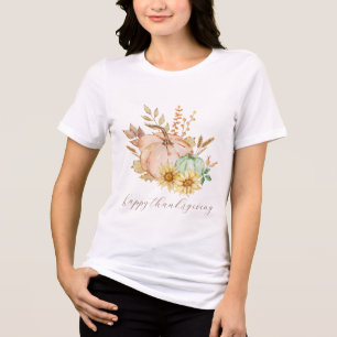 Watercolor Harvest Customizable Thanksgiving  Tri-Blend Shirt