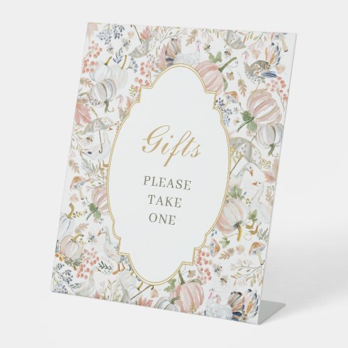Watercolor Harvest Goose Baby Shower Favors Pedestal Sign