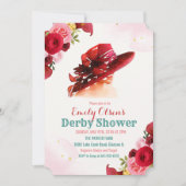 Watercolor Hat Floral Derby Shower Invitation (Front)