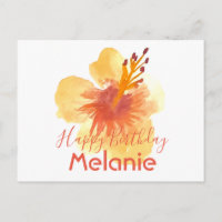 Watercolor Hawaii Hibiscus Yellow Floral