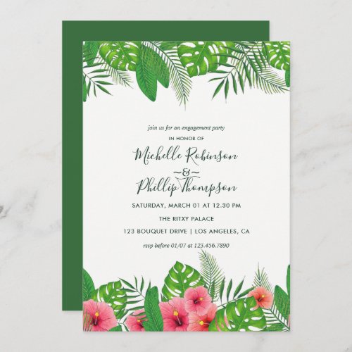 Watercolor Hawaiian Aloha Luau Engagement Party Invitation