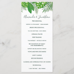 Watercolor Hawaiian Aloha Luau Wedding Program