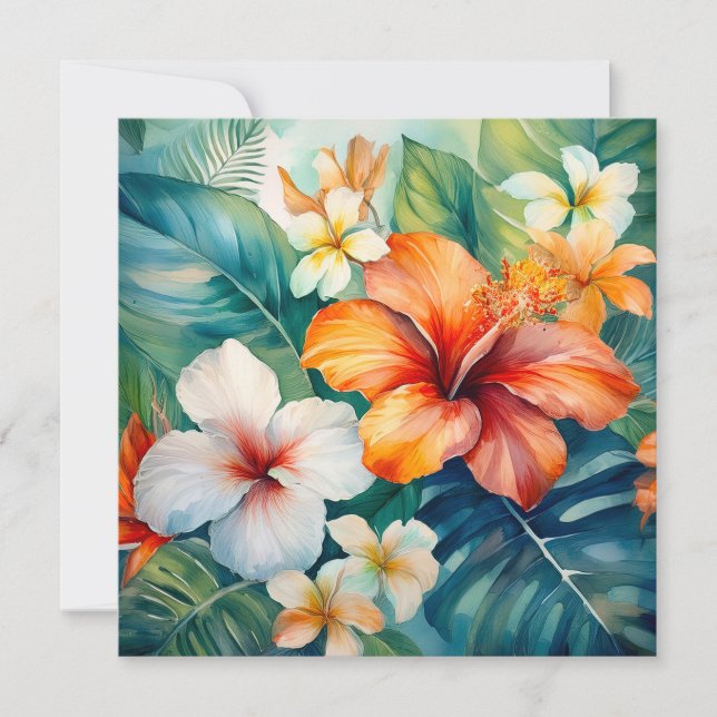Watercolor Hawaiian Garden Tropical Hibiscus (Front)