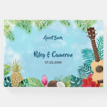 Watercolor Hawaiian Luau Party Guest Book by starstreamdesign at Zazzle