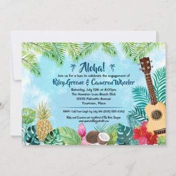 Watercolor Hawaiian Luau Party Invitation by starstreamdesign at Zazzle