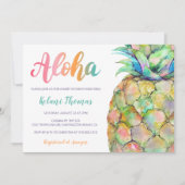 Watercolor Hawaiian Pineapple Aloha Baby Shower Invitation (Front)