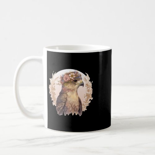 Watercolor Hawk Bird Of Prey Flower Crown Floral B Coffee Mug