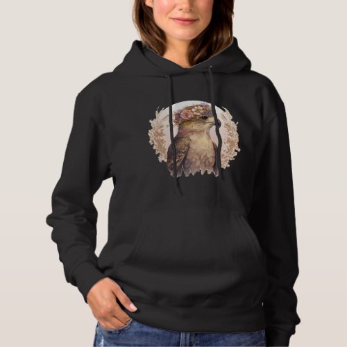 Watercolor Hawk Bird Of Prey Flower Crown Floral B Hoodie