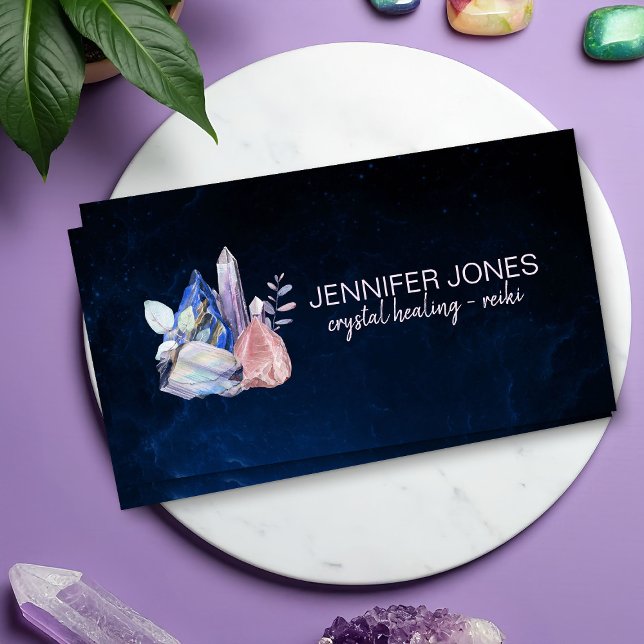 Watercolor Healing Crystals  Business Card (Creator Uploaded)