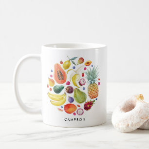 Watercolor Healthy Fruits Cluster Custom Coffee Mug