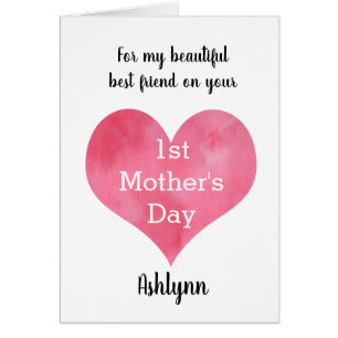 Watercolor Heart 1st Mother's Day Friend Cards