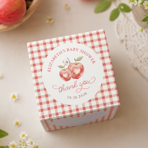 Watercolor Heart Apple Gingham Favor Box
