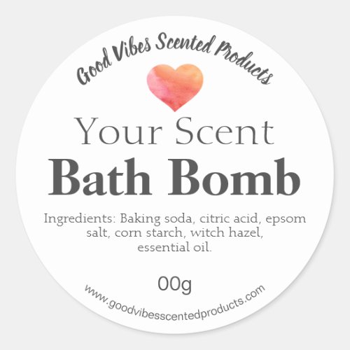 Watercolor Heart Bath Bomb Labels