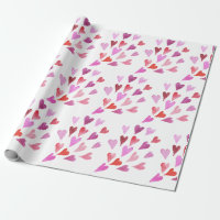 Watercolor heart bouquets Valentine's Day Wrapping Paper