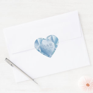 Watercolor Heart Diamond 60th Marriage Anniversary Heart Sticker