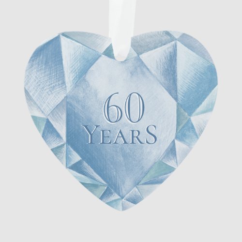 Watercolor Heart Diamond 60th Marriage Anniversary Ornament