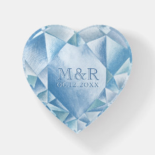 Watercolor Heart Diamond 60th Marriage Anniversary Paperweight