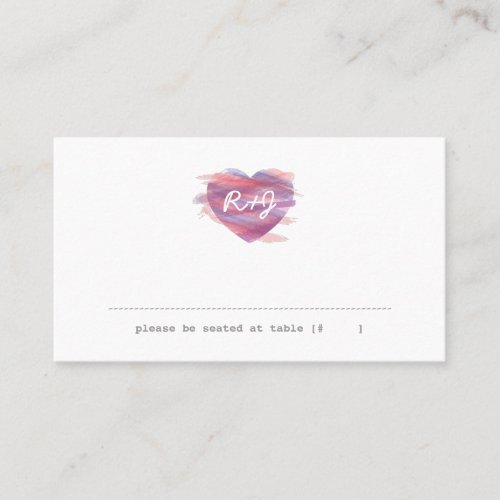 Watercolor Heart Escort Card - Pink Business Cards