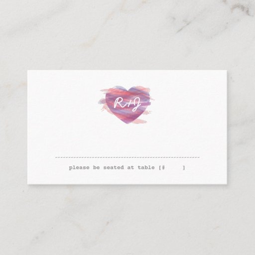 Customizable Watercolor Heart Escort Card - Pink Business Cards
