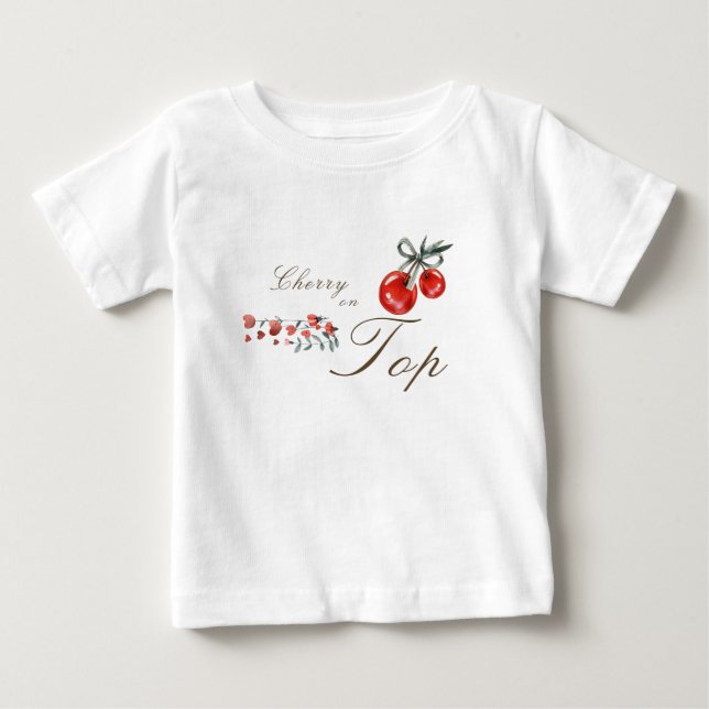 Watercolor Heart Floral Cherry On Top Baby (Front)