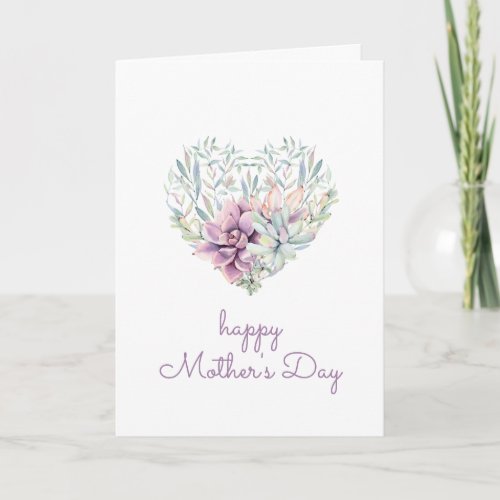 Watercolor Heart Floral Mothers Day Card