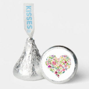 Watercolor Heart Floral Sweet Pink Love Fun Hershey®'s Kisses®