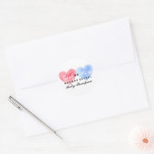 Watercolor Heart Gender Reveal Party Sticker (Envelope)