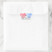 Watercolor Heart Gender Reveal Party Sticker (Bag)