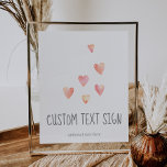 Watercolor Heart Girl Baby Shower Custom Text Sign at Zazzle