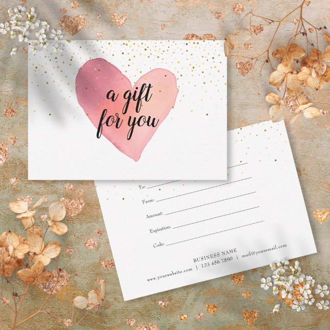 Watercolor Heart Gold Sprinkles Gift Certificate (Watercolor Heart Gold Sprinkles Gift Certificate)
