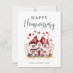 Watercolor Heart House Happy Housiversary Card