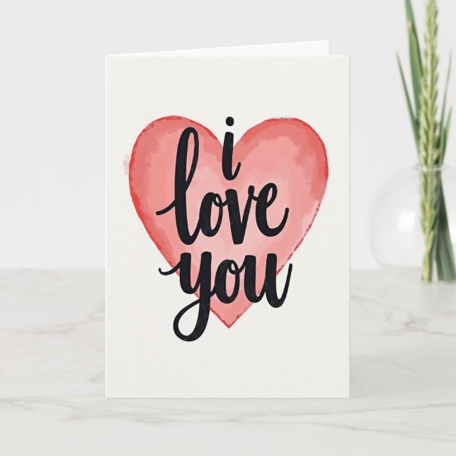 Watercolor Heart I Love You Card (Front)