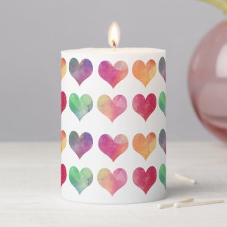 Watercolor Heart Love Candle