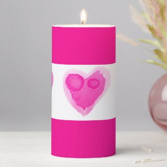 Watercolor Heart Love Candle