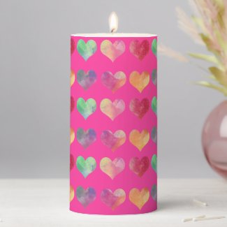Watercolor Heart Love Candle