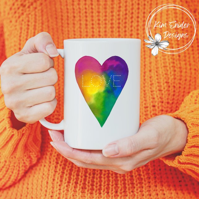 Watercolor Heart "Love" Coffee Mug (Creator Uploaded)
