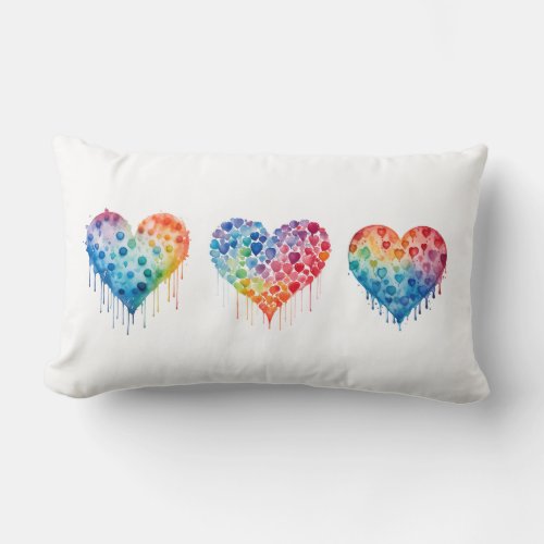 Watercolor Heart Lumbar Pillow