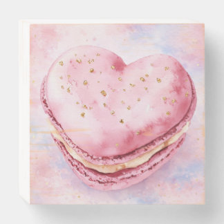 Watercolor Heart Macaron Art  Wooden Box Sign