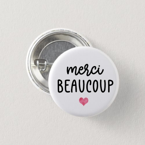 Watercolor Heart Merci Beacoup Button
