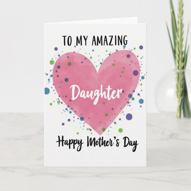 Watercolor Heart Moms Day Card (Front)