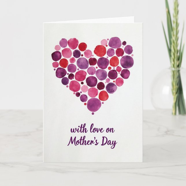 Watercolor Heart Mothers Day Card (Front)