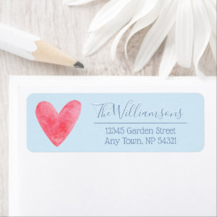 Watercolor Heart on Pale Blue Label