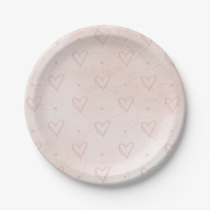 Watercolor Heart Paper Plates, Dusty Pink Paper Plates