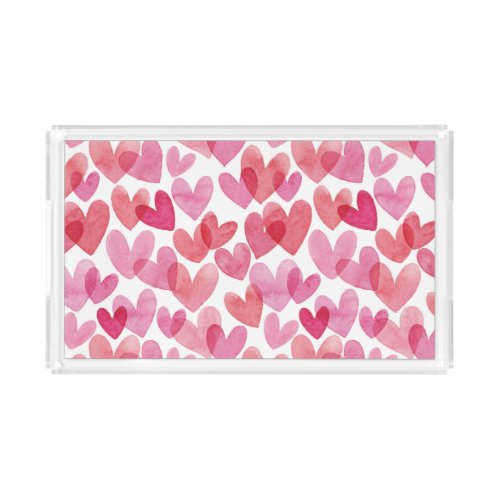 Watercolor Heart Pattern Acrylic Tray