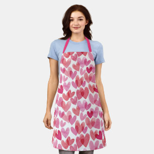 Watercolor Heart Pattern Apron