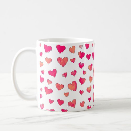 Watercolor Heart Pattern Art Coffee Mug