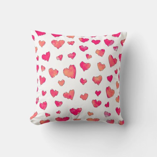 Watercolor Heart Pattern Art  Throw Pillow
