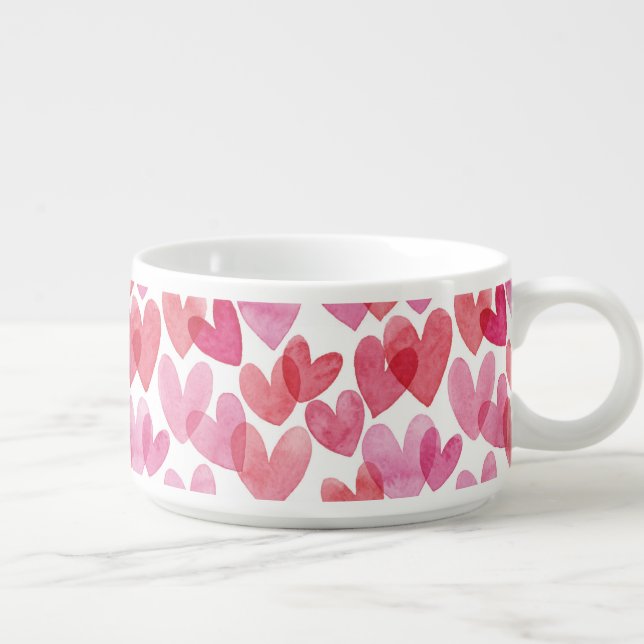 Watercolor Heart Pattern Bowl (Left)